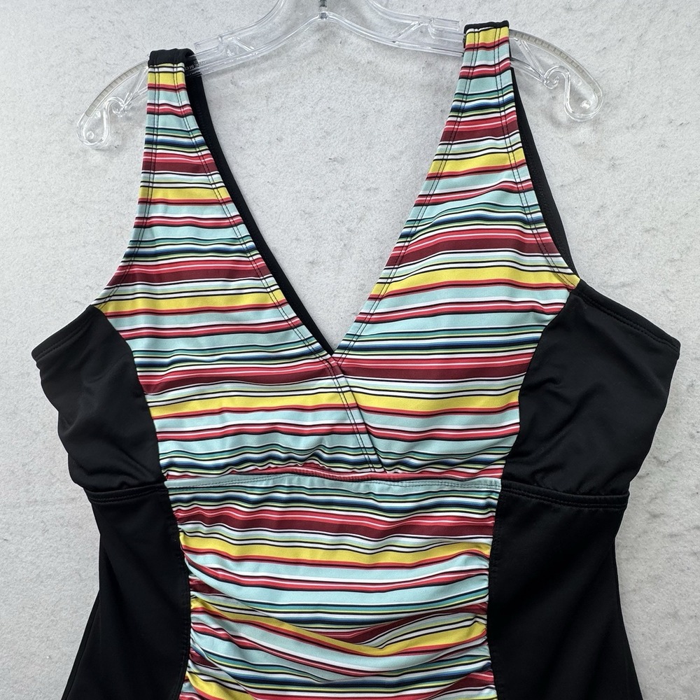 Dolfin Aquashape Plus Size 22 One Piece Swimsuit No Wire Striped Stretch - Picture 11 of 12